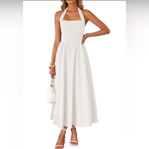 Elegant White Halter Dress